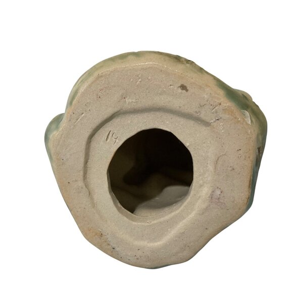 Majolica Chinese Frog Holding Lotus Flower Figurine Candle Holder - Picture 5 of 7